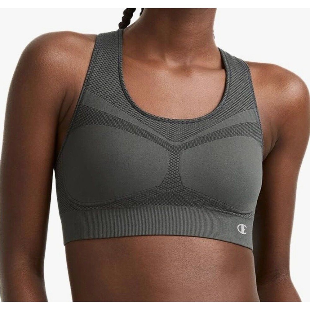 Champion Women's The Infinity Racerback Sports Bra Charcoal Size S New